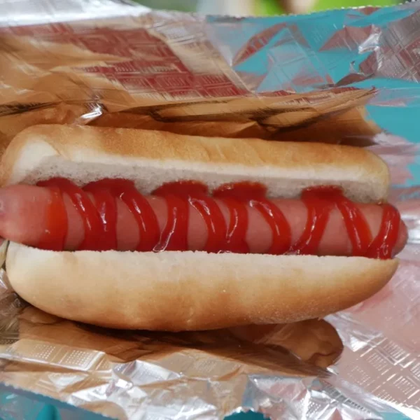 Hot dog with ketchup