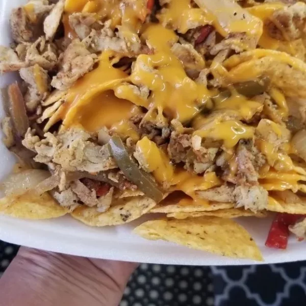 Pork nachos with cheese